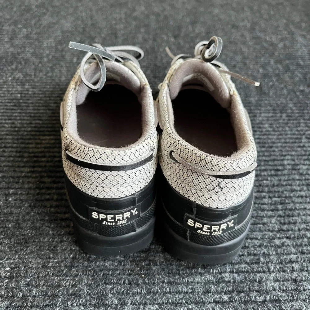 Sperry Duck Shoes Womens 5 Black Oatmeal Waterproof Saltwater Boat Rain Boots